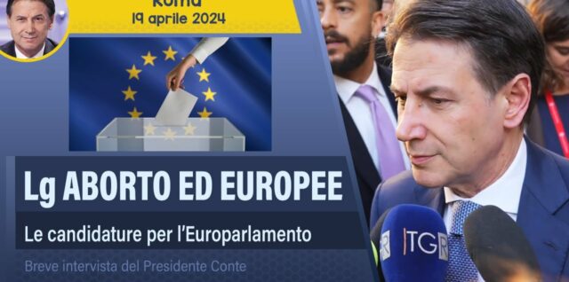 Giuseppe Conte intervista da Roma sulla legge sull'aborto e le candidature europee