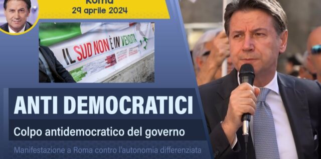 Giuseppe Conte contro l'autonomia differenziata - Manifestazione a Roma