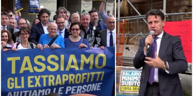 Tassa sugli extraprofitti: Conte al sit-in