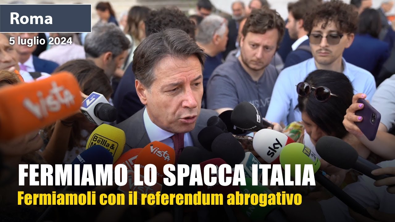 Giuseppe Conte: fermeremo lo spacca Italia con le firme e il referendum