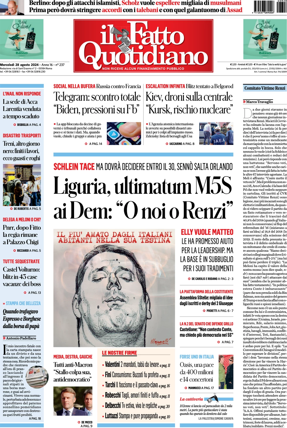 Prima Pagina “Il Fatto Quotidiano”