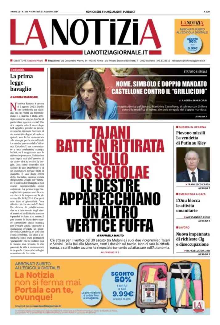 Prima Pagina “La Notizia”