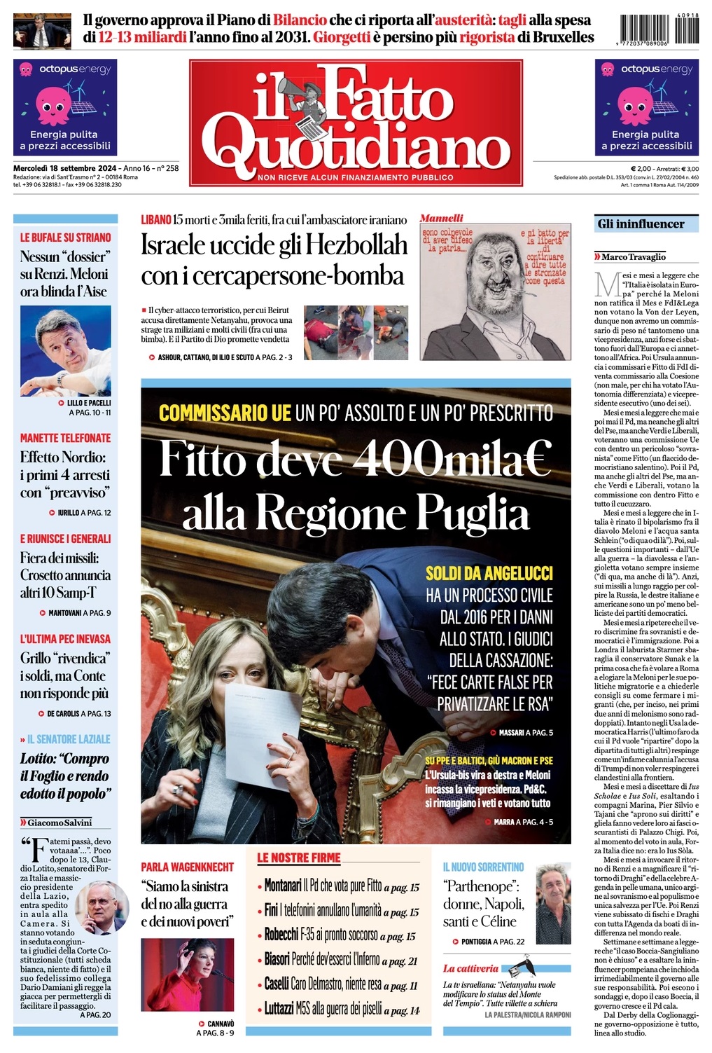 Prima Pagina – Il Fatto Quotidiano