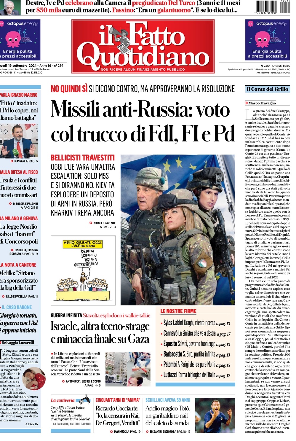 Prima Pagina – Il Fatto Quotidiano