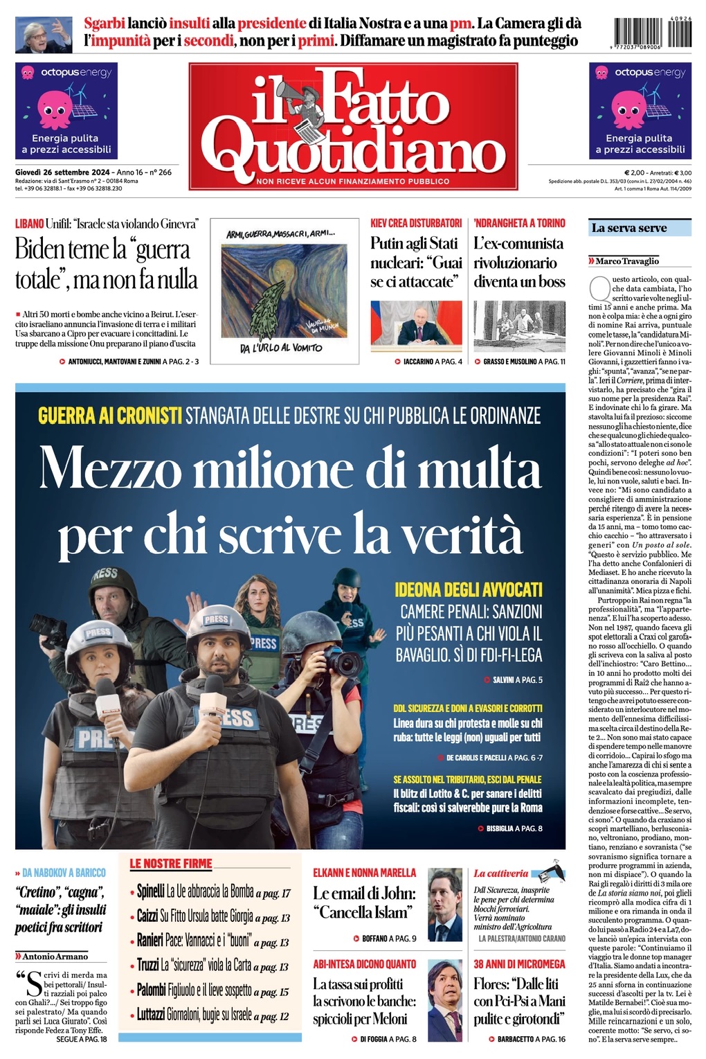 Prima Pagina – Il Fatto Quotidiano