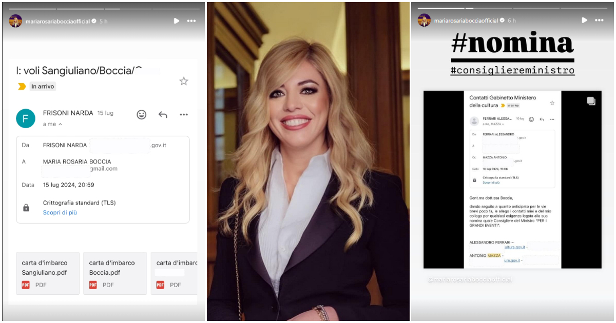 Caso Sangiuliano: Boccia pubblica le mail sulla nomina e sui biglietti aerei