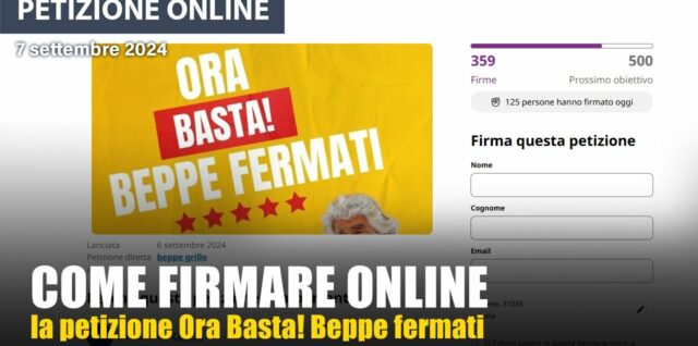 Petizione online Ora Basta! Beppe fermati. Videotutorial su come firmare.