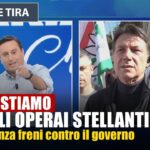 Giuseppe Conte alla manifestazione a Roma con gli operai Stellantis