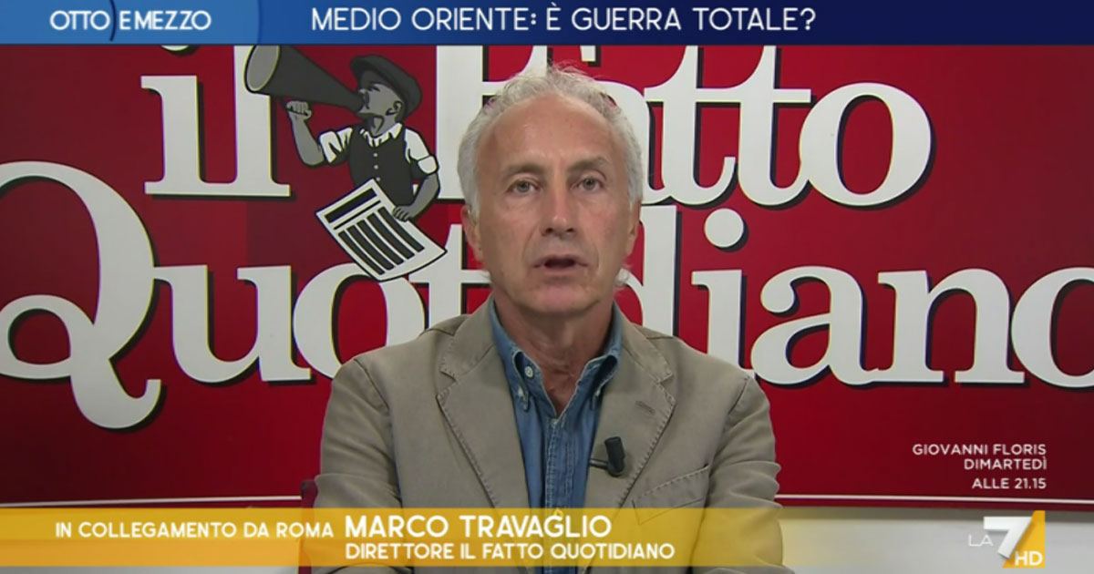 Travaglio a La7: Israele invade uno Stato sovrano ma a differenza della Russia non ha sanzioni. Che deve pensare un cittadino del Medio Oriente?